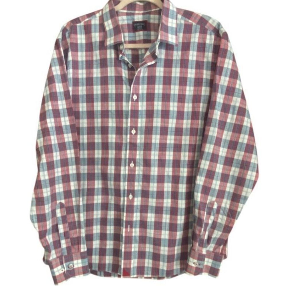 UNTUCKit Denner WF Red Plaid Button Down Shirt XL Wrinkle Free